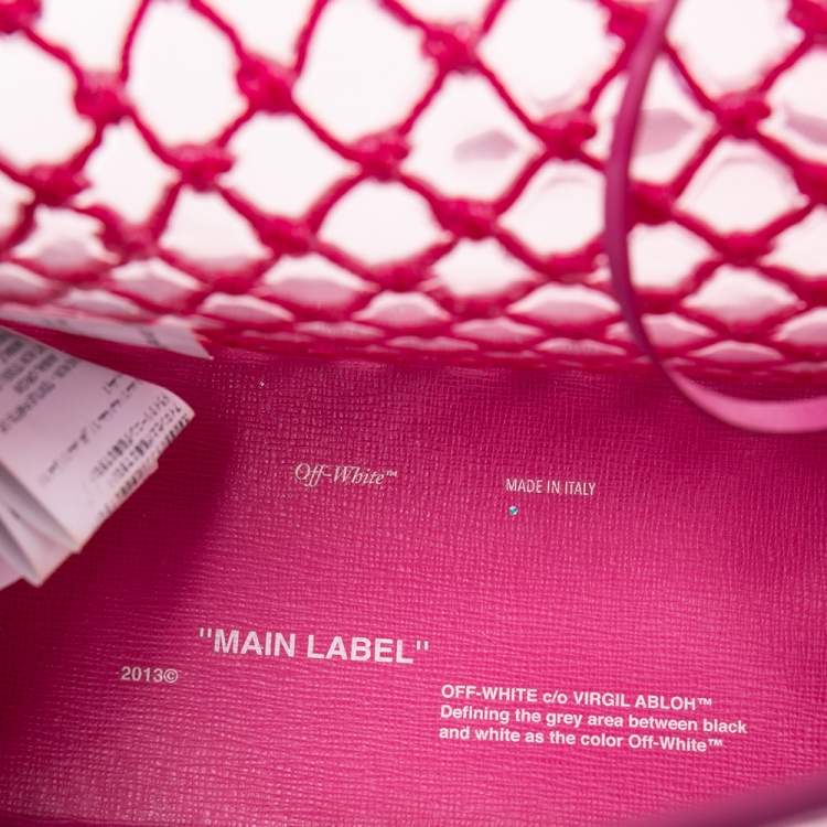 Pre Owned Off-White Transparent/Pink PVC and Leather Binder Clip Flap Shoulder Bag