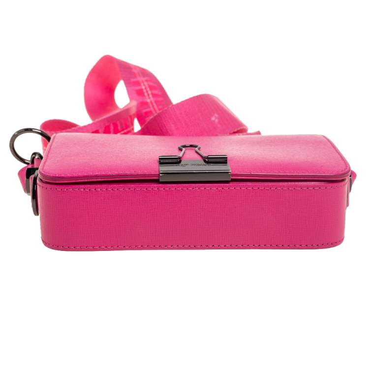 Pre Owned Off-White Pink Leather Binder Clip Crossbody Bag