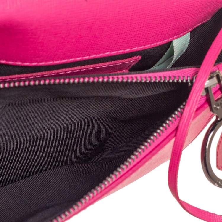 Pre Owned Off-White Pink Leather Binder Clip Crossbody Bag