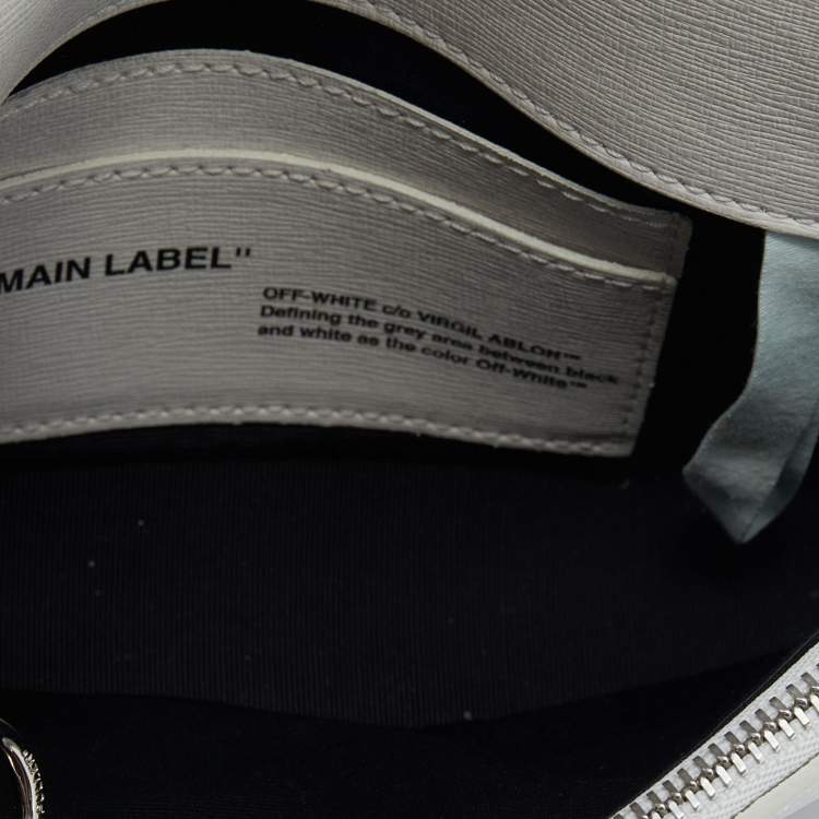 Pre Owned Off-White Black/White Diagonal Print Leather Mini Binder Clip Crossbody Bag