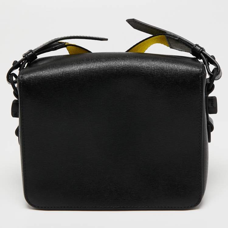 Pre Owned Off-White Black Leather Sculpture Binder Clip Crossbody Bag