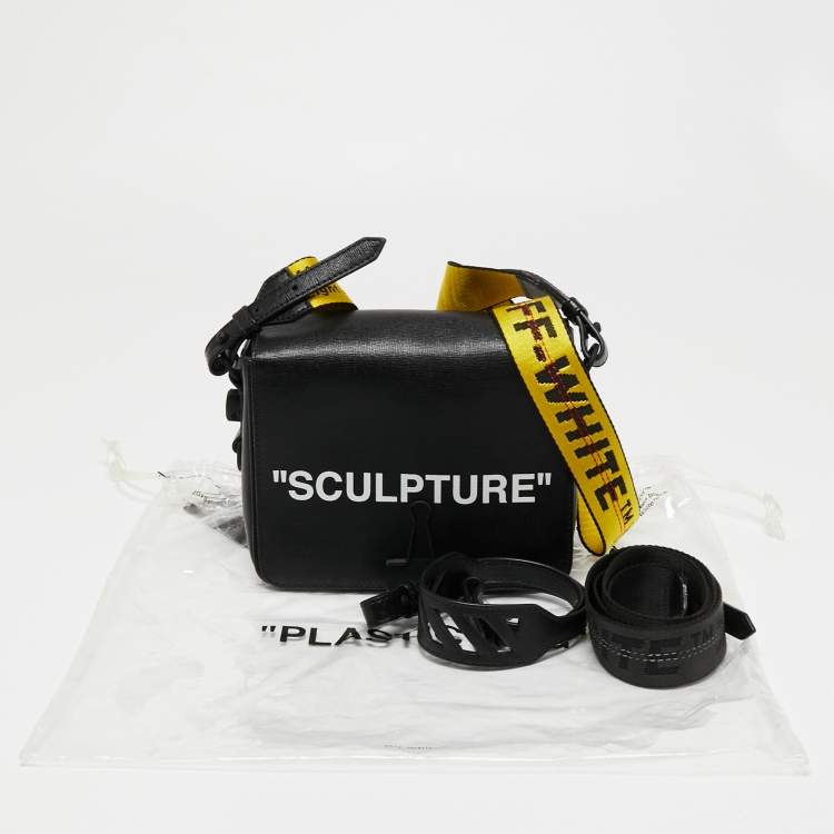 Pre Owned Off-White Black Leather Sculpture Binder Clip Crossbody Bag