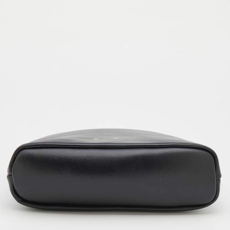 Pre Owned Off-White Black Leather Off Hands Zipped 25 Pouch