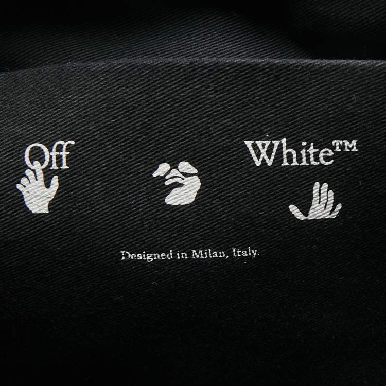 Pre Owned Off-White Beige/Black Raffia and Leather Commercial Tote