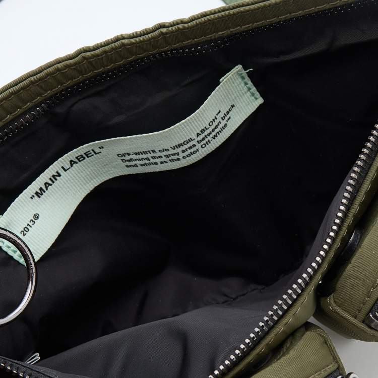 Pre Owned Off-White Military Green Logo Print Nylon Cordura Hip Belt Bag