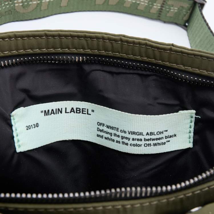 Pre Owned Off-White Military Green Logo Print Nylon Cordura Hip Belt Bag