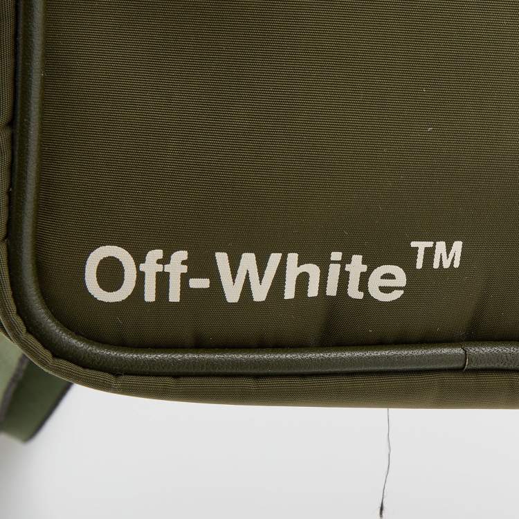 Pre Owned Off-White Military Green Logo Print Nylon Cordura Hip Belt Bag