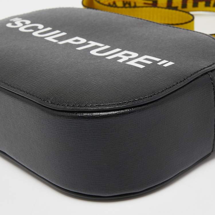 Pre Owned Off-White Black Printed Leather Virgil Abloh Camera Bag