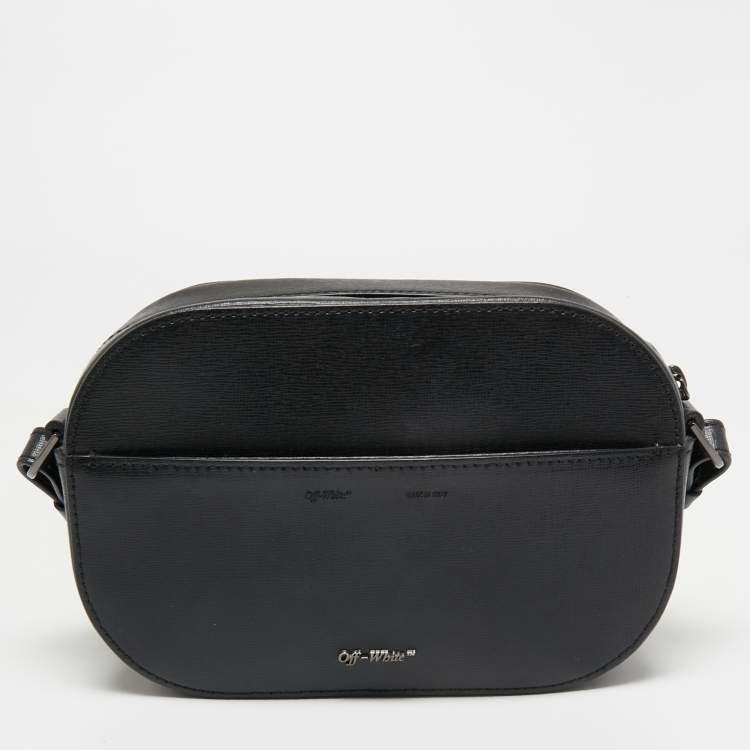 Pre Owned Off-White Black Printed Leather Virgil Abloh Camera Bag