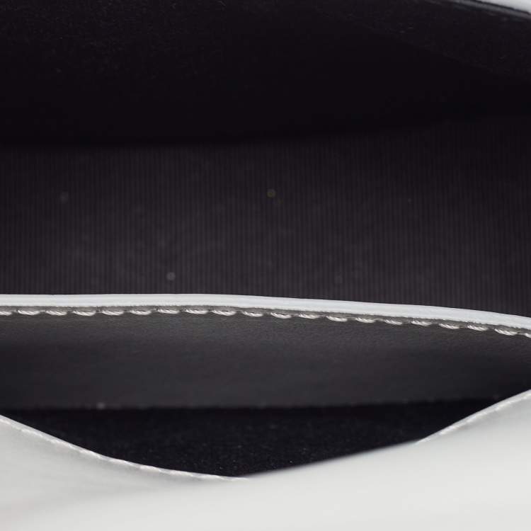 Pre Owned Off-White Ash Grey Crystal Embellishment Suede and Leather Baby Binder Flap Bag