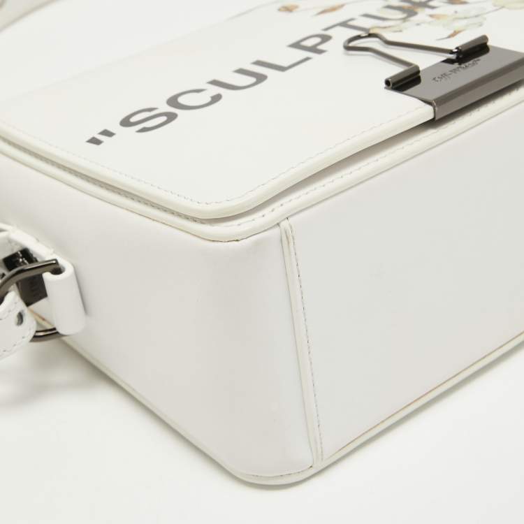 Pre Owned Off-White White Leather Sculpture Cotton Flower Flap Bag  