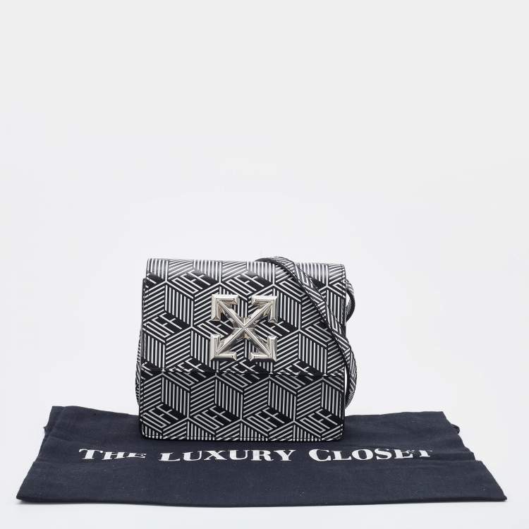 Pre Owned Off-White Black/White Leather Jitney 0.7 Belt Crossbody Bag