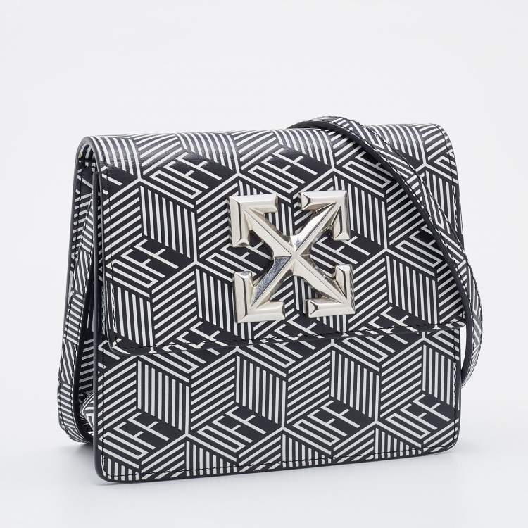 Pre Owned Off-White Black/White Leather Jitney 0.7 Belt Crossbody Bag