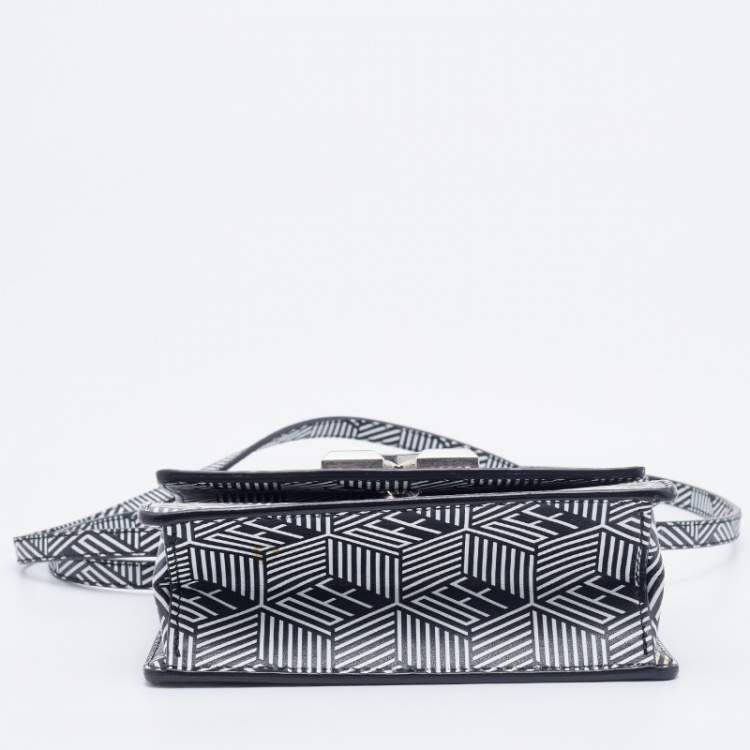 Pre Owned Off-White Black/White Leather Jitney 0.7 Belt Crossbody Bag
