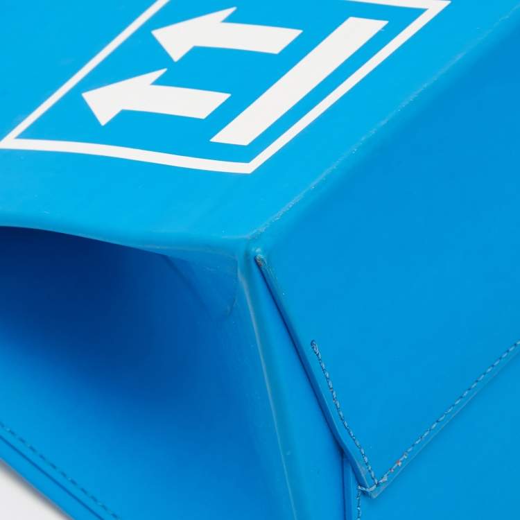 Pre Owned Off-White Blue Leather Medium Box Tote 