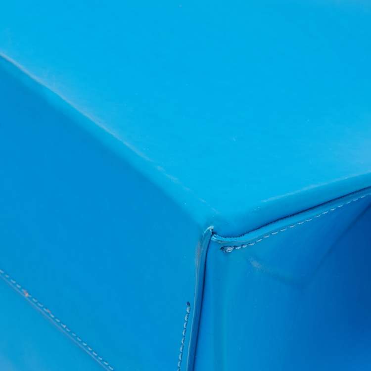 Pre Owned Off-White Blue Leather Medium Box Tote 
