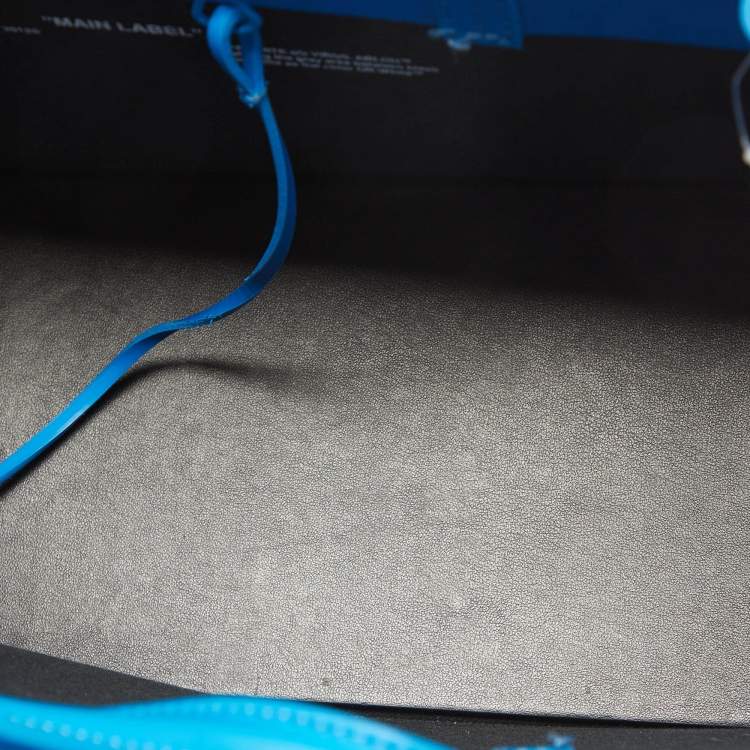 Pre Owned Off-White Blue Leather Medium Box Tote 