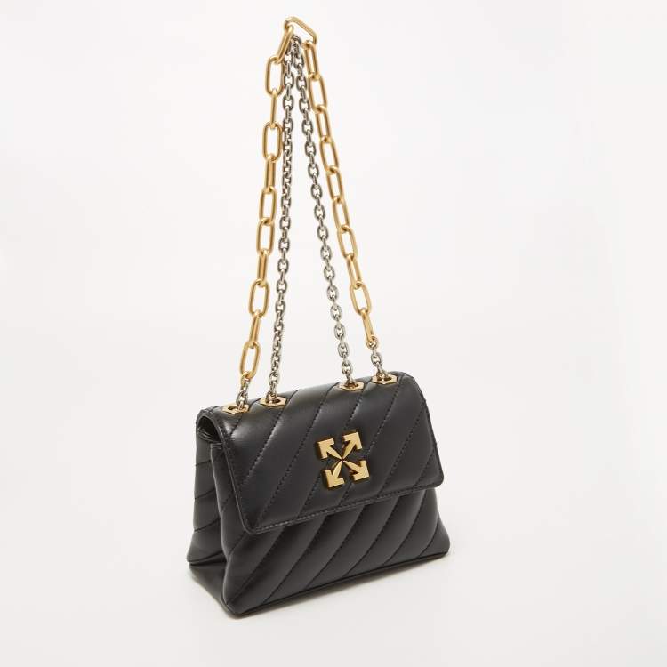 Pre Owned Off-White Black Quilted Leather Small Jackhammer 19 Shoulder Bag