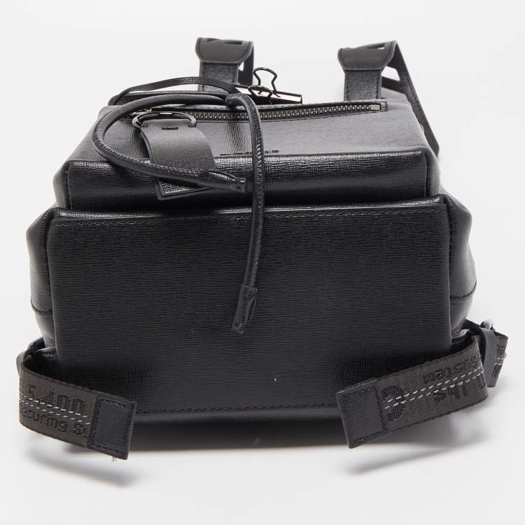 Pre Owned Off-White Black/White Leather Diag Drawstring Backpack