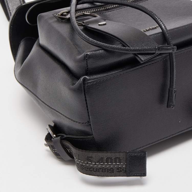 Pre Owned Off-White Black/White Leather Diag Drawstring Backpack