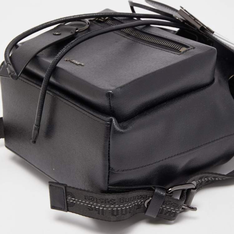 Pre Owned Off-White Black/White Leather Diag Drawstring Backpack
