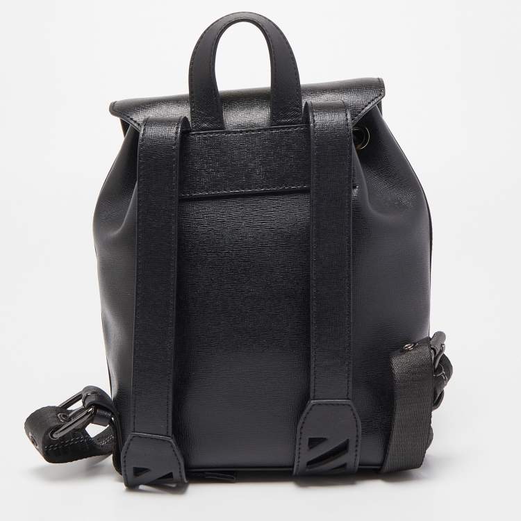 Pre Owned Off-White Black/White Leather Diag Drawstring Backpack