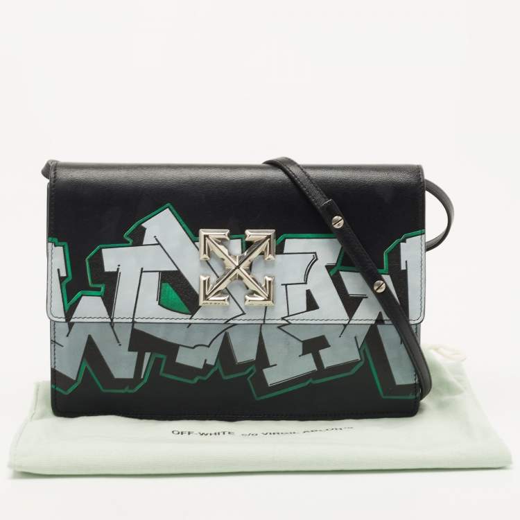 Pre Owned Off-White Black Leather 1.0 Jitney Crossbody Bag