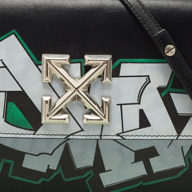 Pre Owned Off-White Black Leather 1.0 Jitney Crossbody Bag