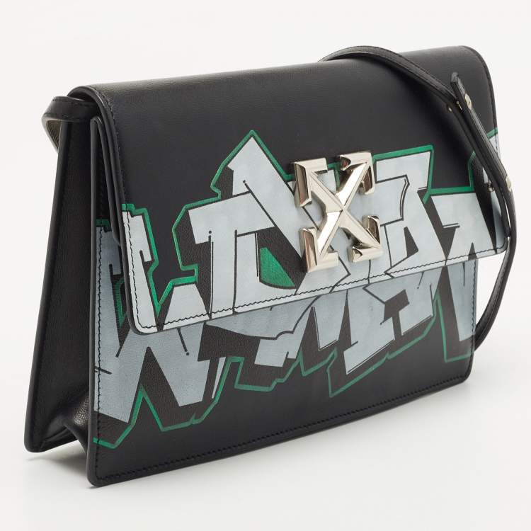 Pre Owned Off-White Black Leather 1.0 Jitney Crossbody Bag