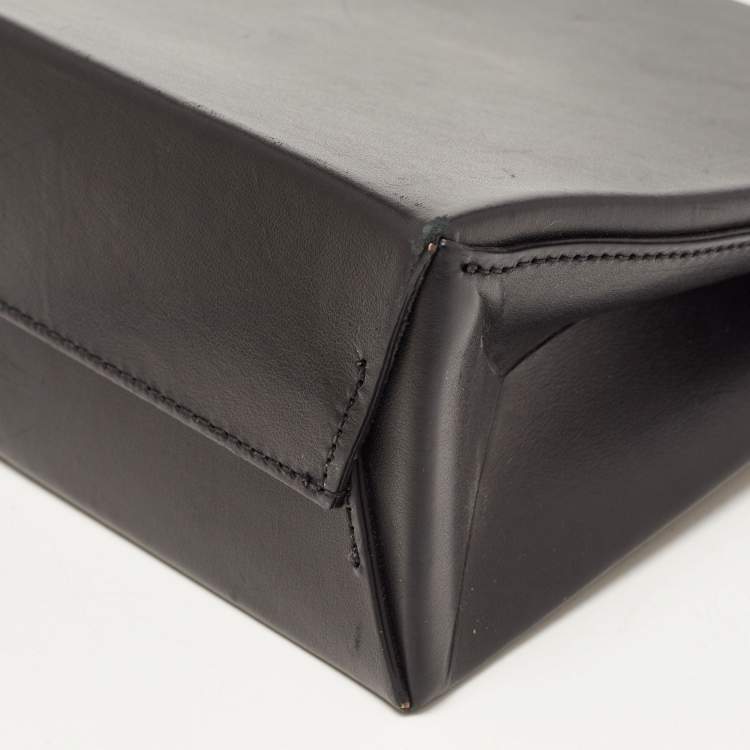 Pre Owned  Off-White Black Leather Mini Box Tote