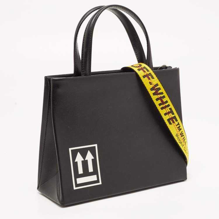 Pre Owned  Off-White Black Leather Mini Box Tote