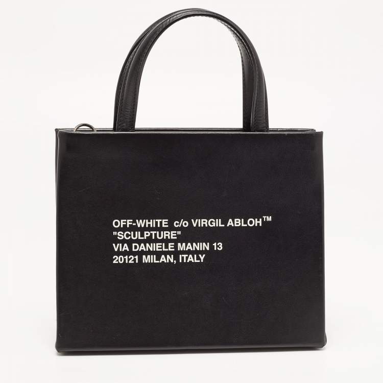 Pre Owned  Off-White Black Leather Mini Box Tote