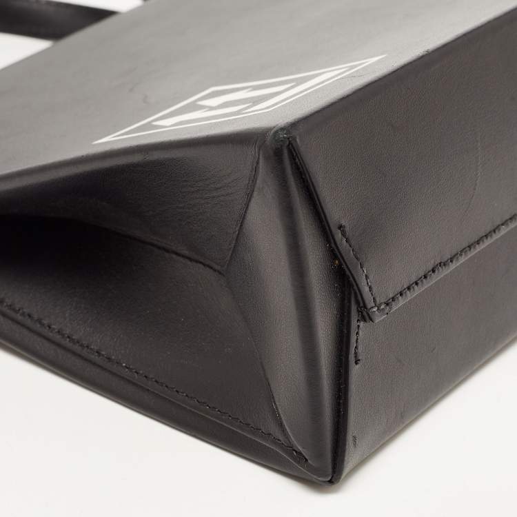 Pre Owned  Off-White Black Leather Mini Box Tote