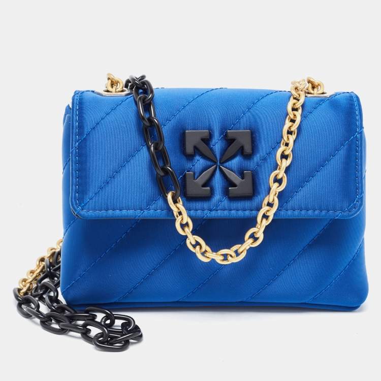 مملوكة مسبقًا Off-White Blue Quilted Satin Jackhammer 17 Shoulder Bag