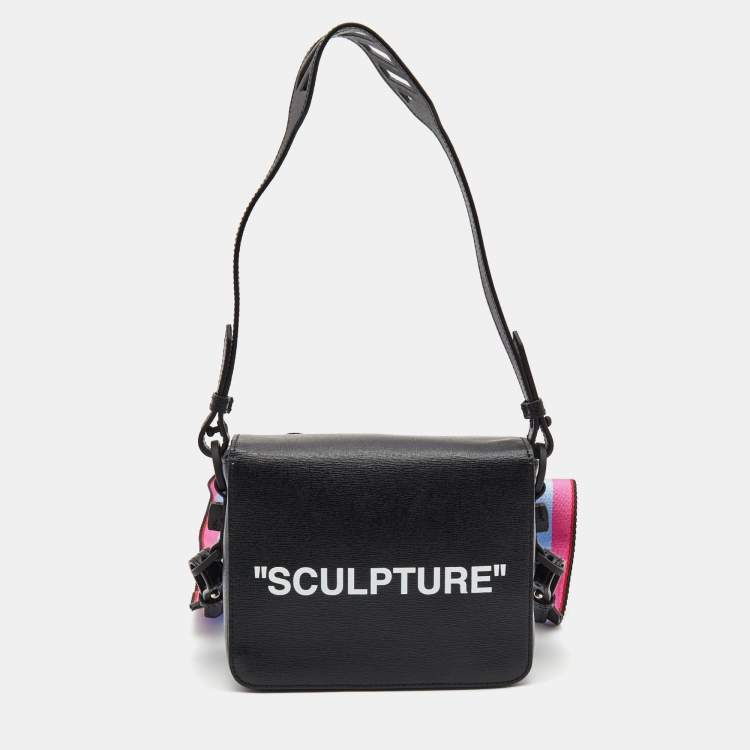 Pre Owned Off-White Black Leather Sculpture Binder Clip Crossbody Bag
