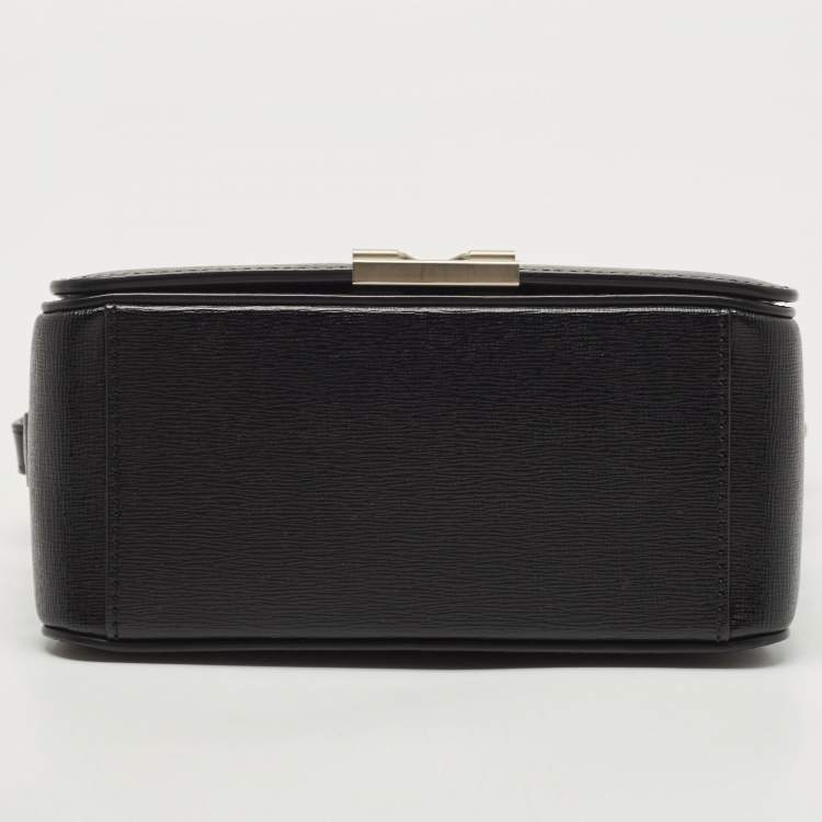 Pre Owned Off-White Black Leather Binder Clip Crossbody Bag