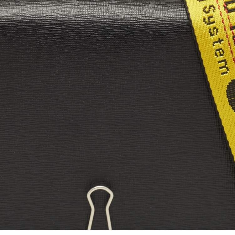 Pre Owned Off-White Black Leather Binder Clip Crossbody Bag