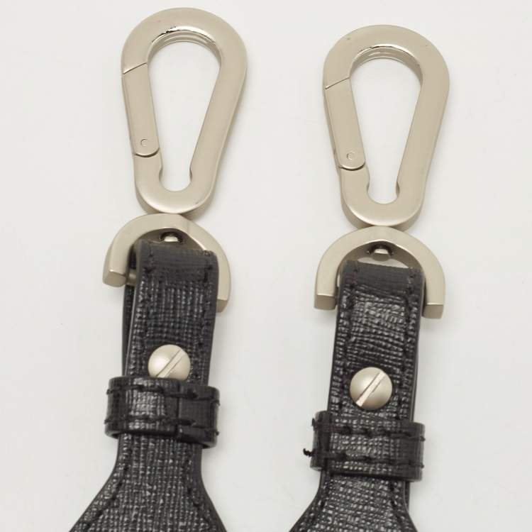 Pre Owned Off-White Black Leather Binder Clip Crossbody Bag