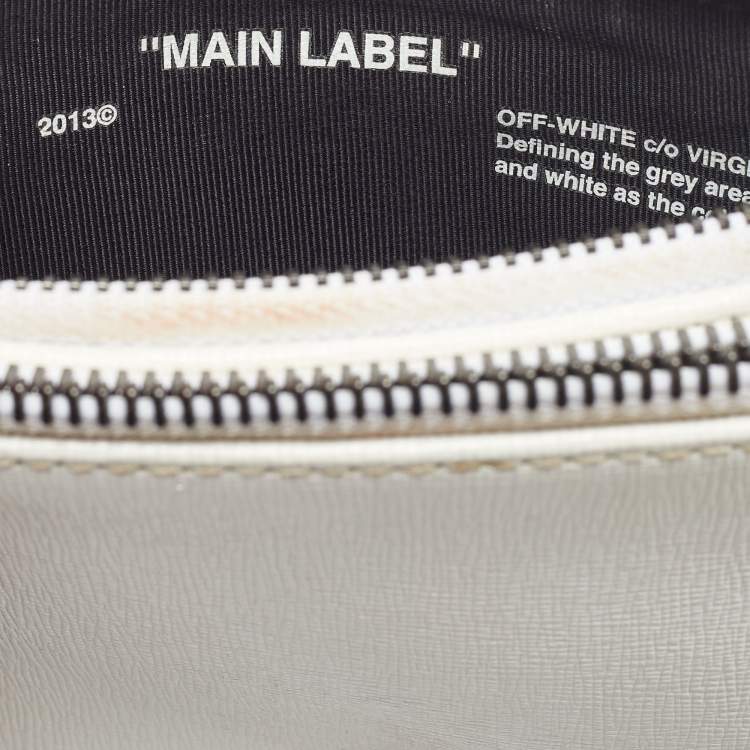 Pre Owned Off-White White/Black Leather Double Flat Wristlet Pouch