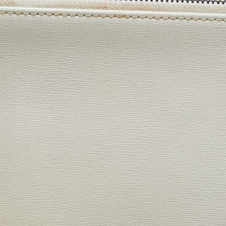 Pre Owned Off-White White/Black Leather Double Flat Wristlet Pouch