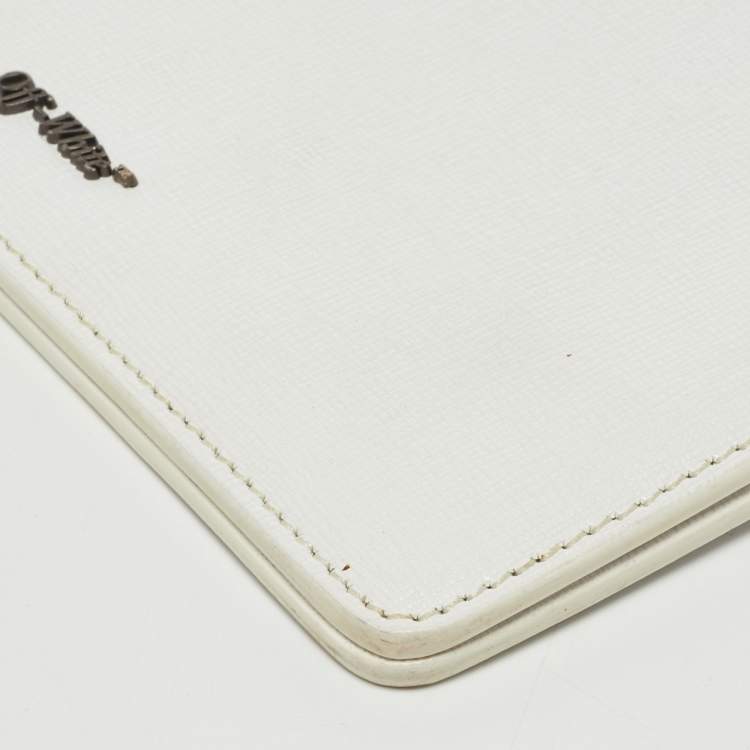 Pre Owned Off-White White/Black Leather Double Flat Wristlet Pouch