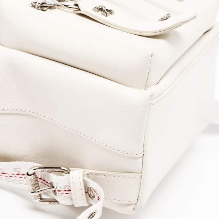 Pre Owned Off-White White/Black Leather Diag Drawstring Backpack