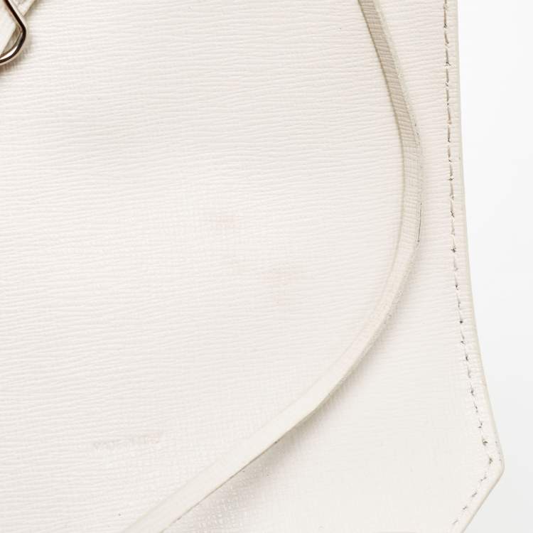 Pre Owned Off-White White/Black Leather Diag Drawstring Backpack