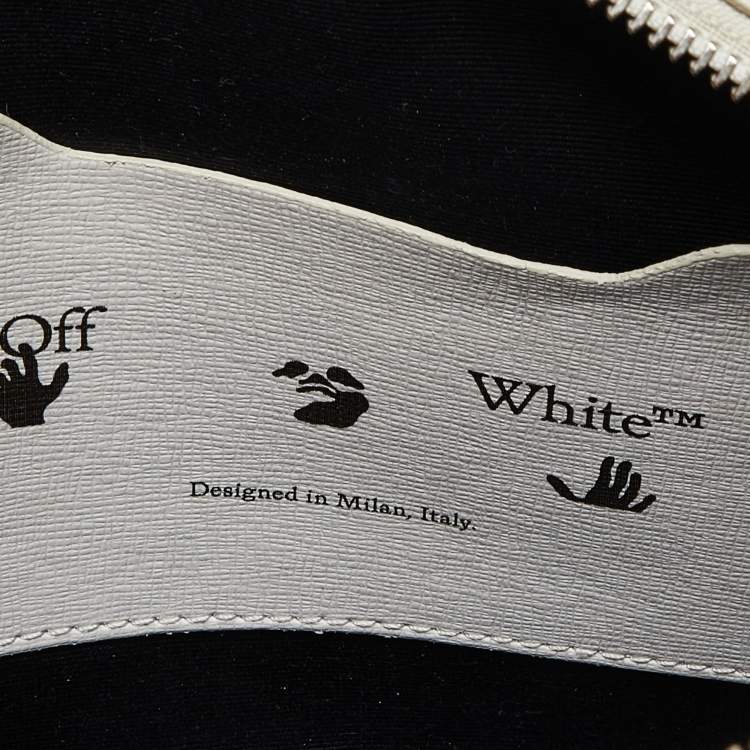 Pre Owned Off-White Black/White Diagonal Print Leather Covertible Belt Crossbody Bag