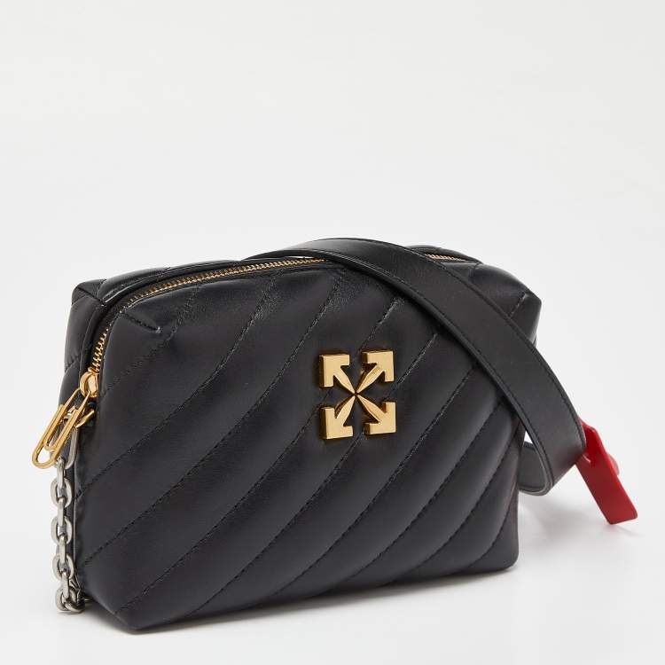 Pre Owned Off-White Black Leather Zip Crossbody bag
