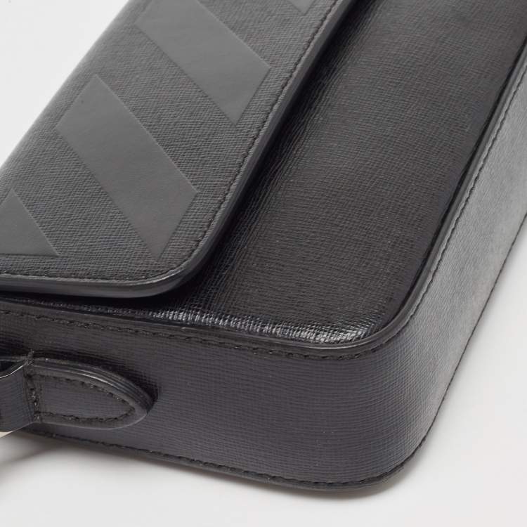 Pre Owned Off-White Black Leather Flap Wristlet Clutch