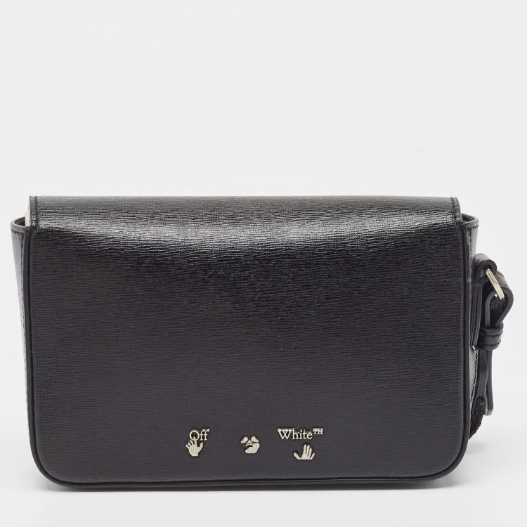 Pre Owned Off-White Black Leather Flap Wristlet Clutch