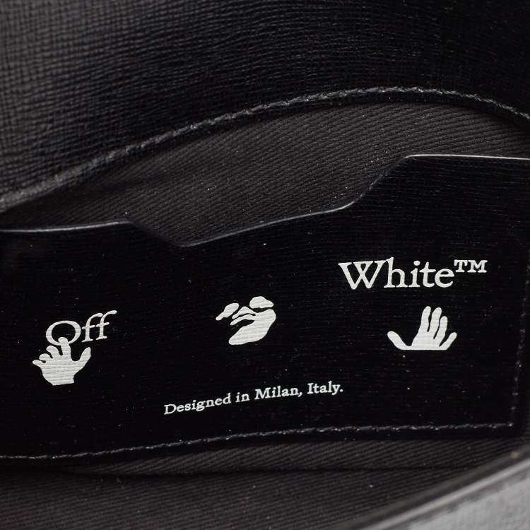 Pre Owned Off-White Black Leather Flap Wristlet Clutch