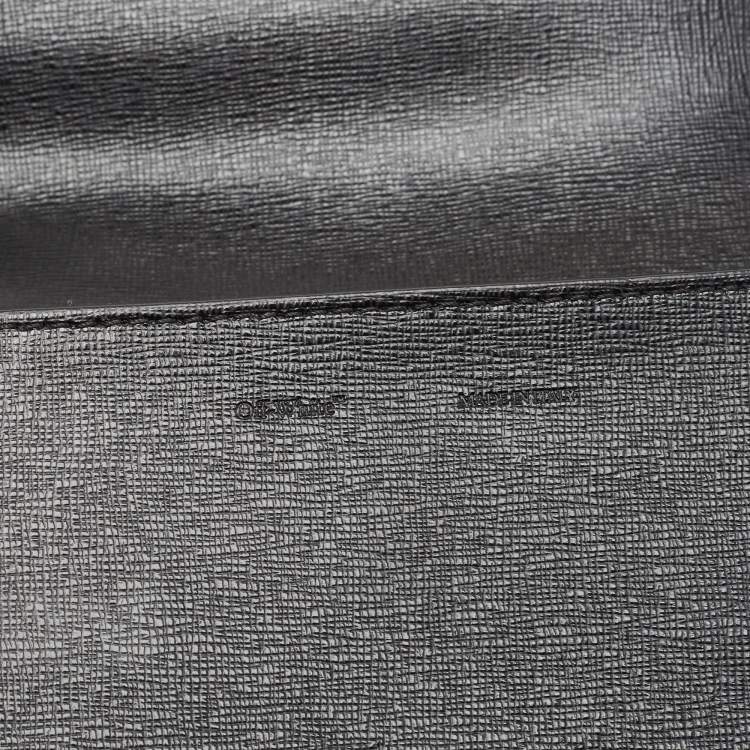 Pre Owned Off-White Black Leather Flap Wristlet Clutch