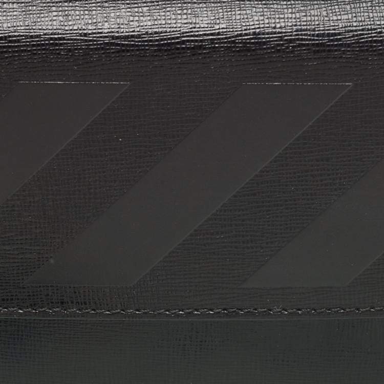 Pre Owned Off-White Black Leather Flap Wristlet Clutch